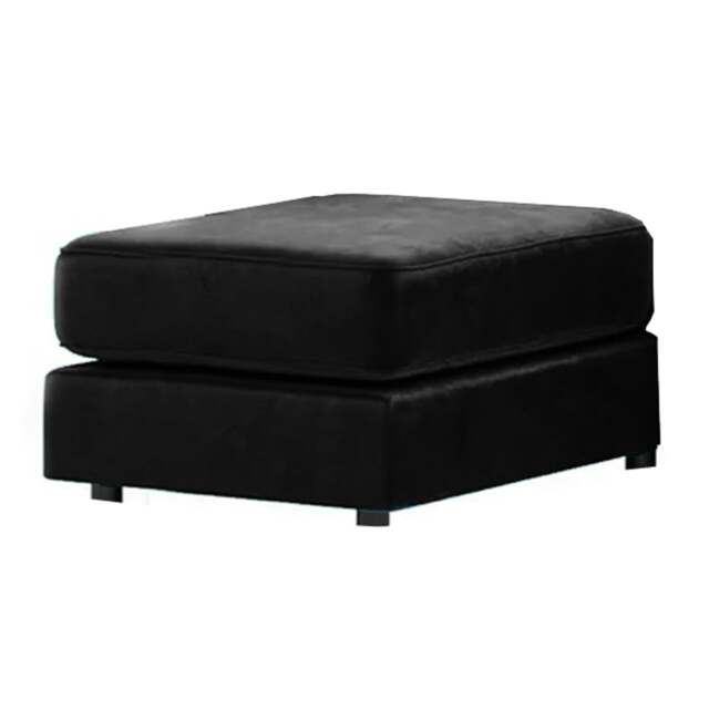 Rackhams Ella Plush Velvet Fabric Footstool - Black - image 1