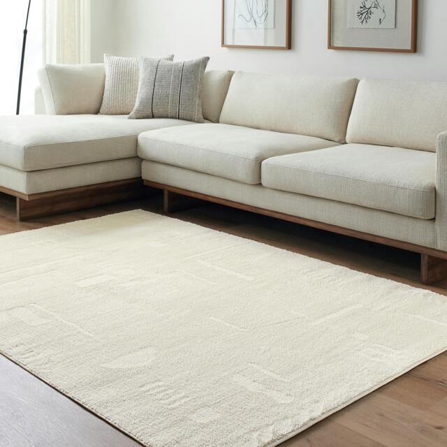 Rackhams Freud-Modern Ivory Off-White High Pile Rug - 160 x 213 cm - image 1