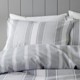 Rackhams Brushed Cotton Ticking Stripe Reversible Duvet Cover Set - Super King - thumbnail 3