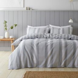 Rackhams Brushed Cotton Ticking Stripe Reversible Duvet Cover Set - Super King - thumbnail 1