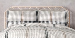 Rackhams Luxury Hounds tooth Check Brushed Cotton Duvet Cover Set - Easy Care Bedding - Natural - Super King (220cm x 260cm) - thumbnail 5