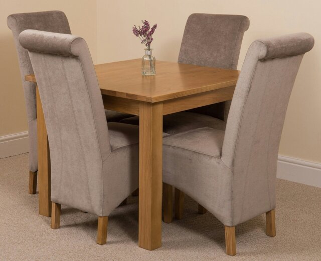 Rackhams Oslo 90 x 90cm Small Square Oak Dining Set with Montana Fabric Chairs - 1 - 4 chairs - Grey - image 1