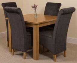 Rackhams Oslo 90 x 90cm Small Square Oak Dining Set with Montana Fabric Chairs - 1 - 4 chairs - Grey - thumbnail 4