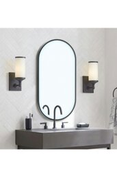 Rackhams Modern Oval LED Wall Mirror Metal Framed - Black - thumbnail 3