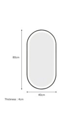 Rackhams Modern Oval LED Wall Mirror Metal Framed - Black - thumbnail 6