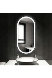 Rackhams Modern Oval LED Wall Mirror Metal Framed - Black - thumbnail 1