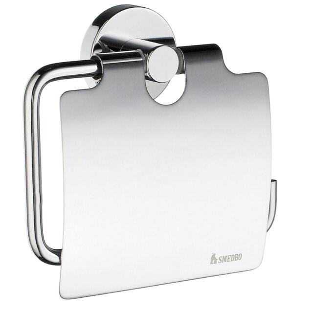 Rackhams Polished Chrome Toilet Roll Holder with Lid
