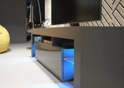 Rackhams 160cm TV Unit – Modern TV Stand Cabinet with Grey High Gloss Doors and Free LED - 160 cm - Dark Grey Matt Body & Dark Grey Gloss Doors - thumbnail 5