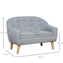 Rackhams Kids Mini Sofa Children Armchair Seating Bedroom Playroom Furniture Grey - thumbnail 3