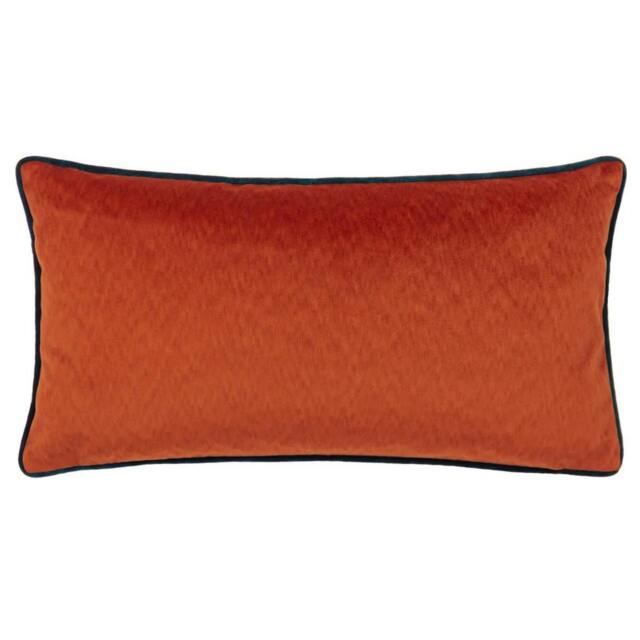 Rackhams Torto Velvet Rectangular Cushion Cover - Brick Red/Teal - 30cm x 60cm - Brick Red/Teal - 100% Polyester - image 1