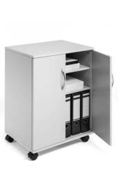 Rackhams 2 Door Office Filing Storage Trolley on Wheels - 75cm Grey - thumbnail 2