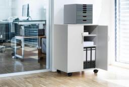 Rackhams 2 Door Office Filing Storage Trolley on Wheels - 75cm Grey - thumbnail 5