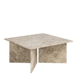 Rackhams Vega Square Coffee Table with Brown Marble Top 90cm - 1 - Latte brown Marble - Brown