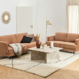 Rackhams Vega Square Coffee Table with Brown Marble Top 90cm - 1 - Latte brown Marble - Brown - thumbnail 3