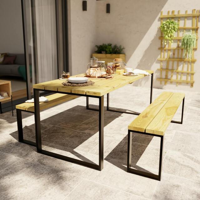 Rackhams Blakea Garden Dining Set 6 Seater 1.8m Modern Wooden Furniture Set - image 1