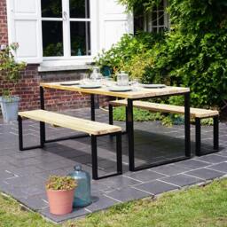 Rackhams Blakea Garden Dining Set 6 Seater 1.8m Modern Wooden Furniture Set - thumbnail 4