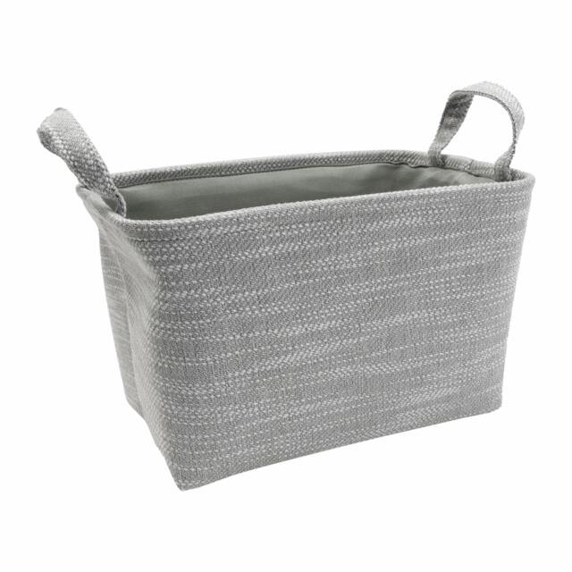 Rackhams Serena Rectangular Fabric Storage Baskets with Handles for Home Organisation, Light Grey - image 1