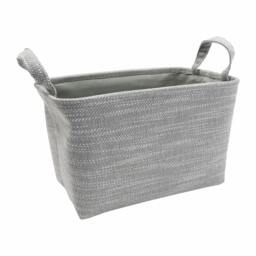 Rackhams Serena Rectangular Fabric Storage Baskets with Handles for Home Organisation, Light Grey