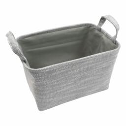 Rackhams Serena Rectangular Fabric Storage Baskets with Handles for Home Organisation, Light Grey - thumbnail 2