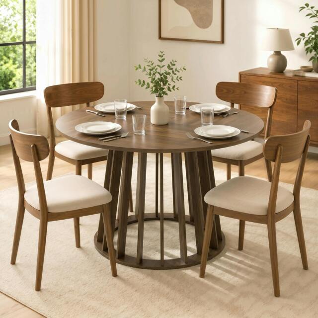 Rackhams Modern Dining Table for 4-6 People 120 cm Light Walnut - image 1