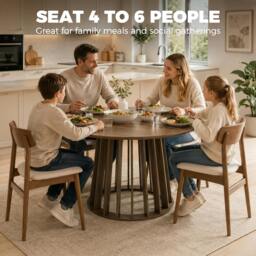 Rackhams Modern Dining Table for 4-6 People 120 cm Light Walnut - thumbnail 4