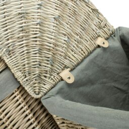 Rackhams Set of 2 Antique Wash Corner Linen Basket with Grey Sage Lining - thumbnail 3