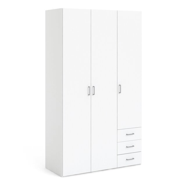 Rackhams Space Wardrobe - 3 Doors 3 Drawers in White 2000 - White - Malemine - 1 - image 1