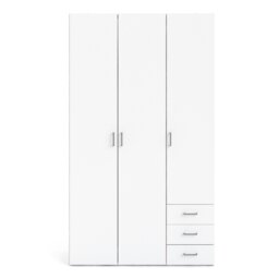 Rackhams Space Wardrobe - 3 Doors 3 Drawers in White 2000 - White - Malemine - 1 - thumbnail 2