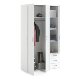 Rackhams Space Wardrobe - 3 Doors 3 Drawers in White 2000 - White - Malemine - 1 - thumbnail 5