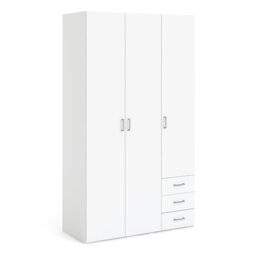 Rackhams Space Wardrobe - 3 Doors 3 Drawers in White 2000 - White - Malemine - 1 - thumbnail 1