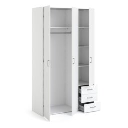 Rackhams Space Wardrobe - 3 Doors 3 Drawers in White 2000 - White - Malemine - 1 - thumbnail 4