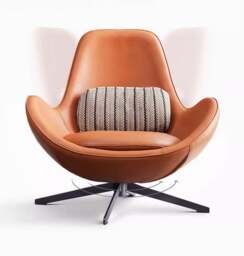 Rackhams Snail Swivel Accent Armchair, Brown Leather - Standard - thumbnail 5
