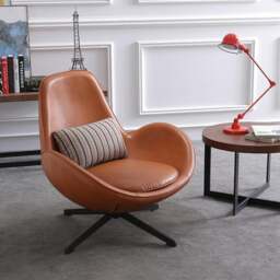 Rackhams Snail Swivel Accent Armchair, Brown Leather - Standard - thumbnail 3