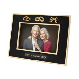Rackhams 50th Anniversary Picture Frame in Matte Black with Brushed Gold Trim - thumbnail 2