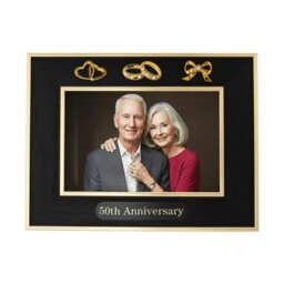 Rackhams 50th Anniversary Picture Frame in Matte Black with Brushed Gold Trim - thumbnail 3