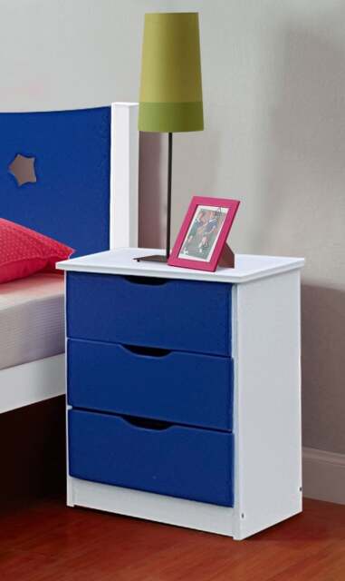 Rackhams Star Bedside Table: 3-Drawer Wooden Design for Stylish Storage Solutions - Blue - image 1