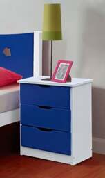 Rackhams Star Bedside Table: 3-Drawer Wooden Design for Stylish Storage Solutions - Blue - thumbnail 1