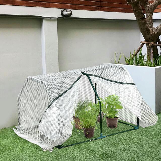 Rackhams Mini  Greenhouse Grow House PVC Cover Steel Frame White 99 x 71 x 60cm - image 1