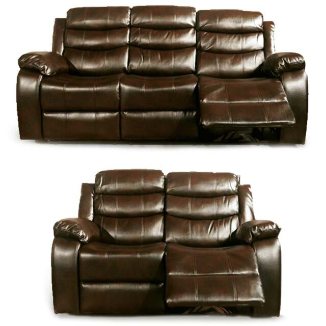 Rackhams Venlo Leather Reclining Sofa Suite 3 + 2 Seater - Brown - image 1