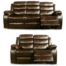 Rackhams Venlo Leather Reclining Sofa Suite 3 + 2 Seater - Brown - thumbnail 1