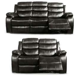 Rackhams Venlo Leather Reclining Sofa Suite 3 + 2 Seater - Brown - thumbnail 4