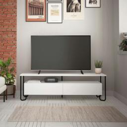 Rackhams Cornea Modern TV Unit White with Storage TV Cabinet 150cm - Mocha Grey - thumbnail 2
