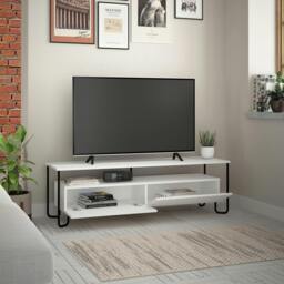 Rackhams Cornea Modern TV Unit White with Storage TV Cabinet 150cm - Mocha Grey - thumbnail 4