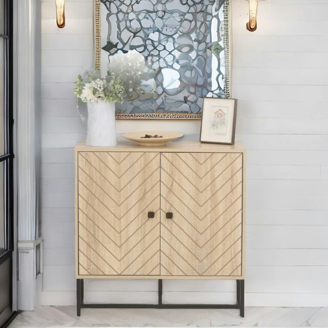 Rackhams Sideboard Buffet Cabinet Storage Furniture Natural Brown - image 1