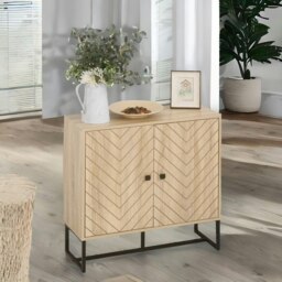 Rackhams Sideboard Buffet Cabinet Storage Furniture Natural Brown - thumbnail 4