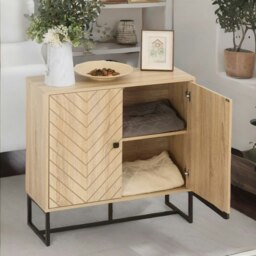 Rackhams Sideboard Buffet Cabinet Storage Furniture Natural Brown - thumbnail 2