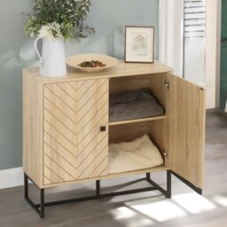 Rackhams Sideboard Buffet Cabinet Storage Furniture Natural Brown - thumbnail 3