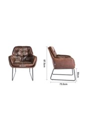 Rackhams Vintage PU Leather Tufted Leisure Armchair with Metal Legs - Brown - thumbnail 3
