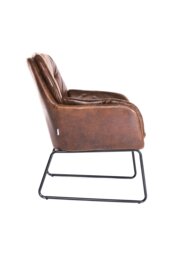 Rackhams Vintage PU Leather Tufted Leisure Armchair with Metal Legs - Brown - thumbnail 4