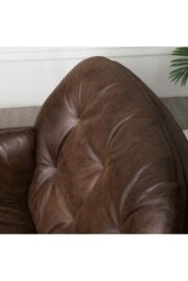 Rackhams Vintage PU Leather Tufted Leisure Armchair with Metal Legs - Brown - thumbnail 6